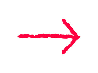 手描き風　右向き　矢印　赤