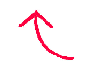 手描き風　曲がった　右上向き　矢印　赤