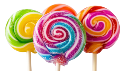 Swirl Lollipop Candy Assortment isolated on a transparent background