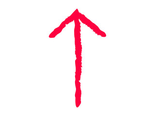 手描き風　上向き　矢印　赤