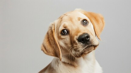 Curious puppy with a tilted head
