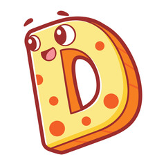 Cute Cartoon Alphabet Sticker Letter D Playful Fun Colorful Design