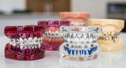 Dental Orthodontic Models Illustrating Various Dental Correction Solutions for