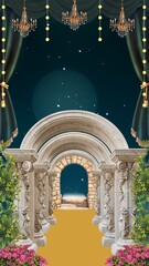 Wedding Invitation Green and White Decorative Indian Blank Card Background