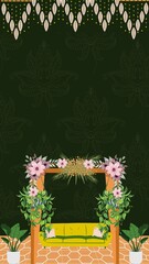 Wedding Mehandi Invitation Green and Yellow Decorative Indian Blank Card Background