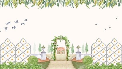 Wedding Invitation Green and Yellow Elegant Blank Card Background