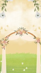 Wedding Invitation Green and Yellow Blank Card Background