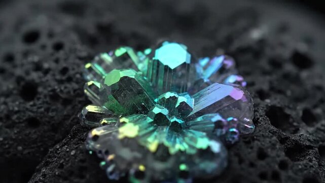 Dynamic light refraction and reflection through a prism like crystalline structure, creating stunning chromatic aberrations and ethereal visual effects.
