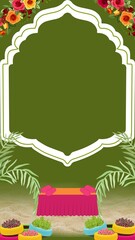 Wedding Mehandi Invitation Green Floral Indian Blank Card Background