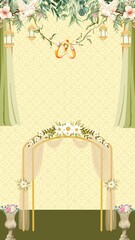 Wedding Invitation Green Traditional Indian Blank Card Background