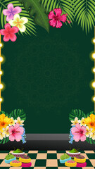 Wedding Mehandi Invitation Green Traditional Indian Blank Card Background