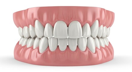 Obraz premium Three-dimensional render of healthy human dentition isolated on white