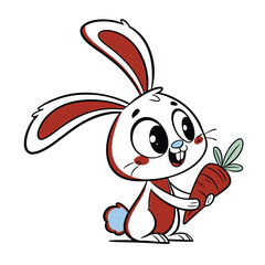 Cute Cartoon Rabbit Sticker Design White Background Digital Illustration