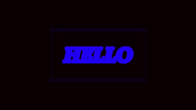 Blue 3D Text " HELO" Inside a Square Frame on a Black Background hello word