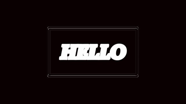 White 3D Text " HELO" Inside a Square Frame on a Black Background hello word