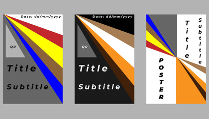 Set of bright, colorful poster templates. Modern graphic design layouts for event flyers, advertising, promotions, and branding. Abstract vector backgrounds.