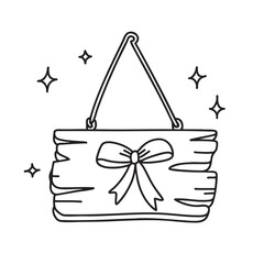 New Year ribbon hanging beneath a simple festival sign