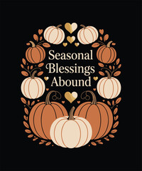 Thanksgiving Turkey Day Celebration T-shirt Design, Autumn Harvest Feast with Roast Turkey, Pumpkins, Fall Leaves, Cozy Seasonal Decor & Warm Holiday Atmosphere for Family Gathering and Festive Dinner