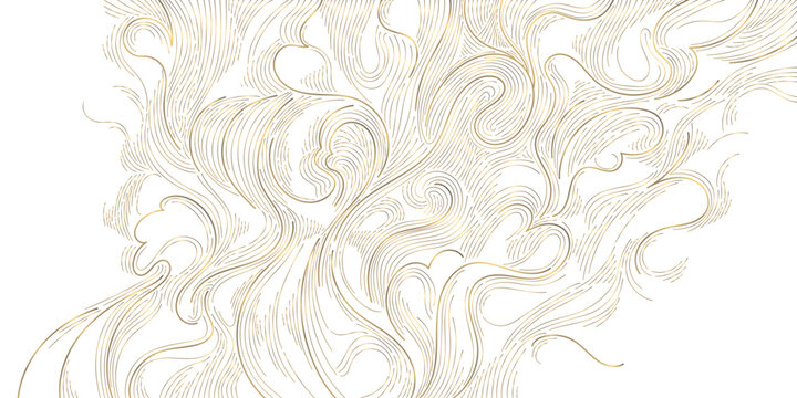 Elegant vector abstract golden line pattern, Asian topography, mountains, rivers, natural contours, luxury modern design. Backgrounds, wallpapers, packaging, premium graphic