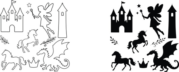 fairy tale  icon  vector graphic illustration  with white background flat hand made icon fill icon .