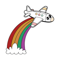 Fantasy Style Airplane With Sparkles And Small Wing Illustration