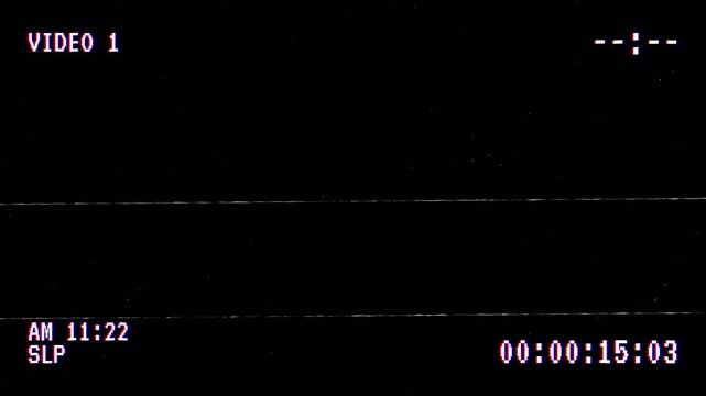 VCR Video VHS overlay video on black background 