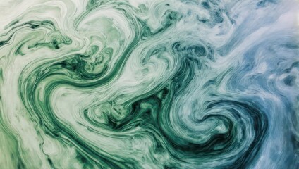 Abstract Swirling Green and Blue Fluid Art Texture.