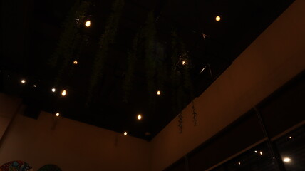 blurred abstract background of cafe lights