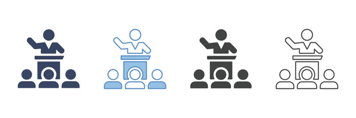 Seminar icon set collection featuring various styles