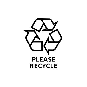 Please Recycle Arrows Black Icon Vector