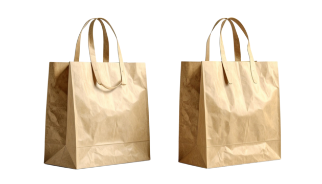 Eco-Friendly Shopping Bags Duo for Store Display, isolated on transparent background - Powered by Adobe