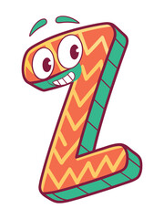Fun Cartoon Alphabet Sticker Featuring Colorful Letter Z Design