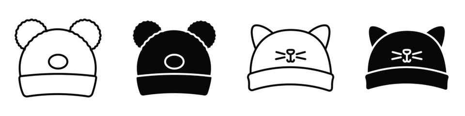 Baby hat icon in linear and clipart style pack on white background.