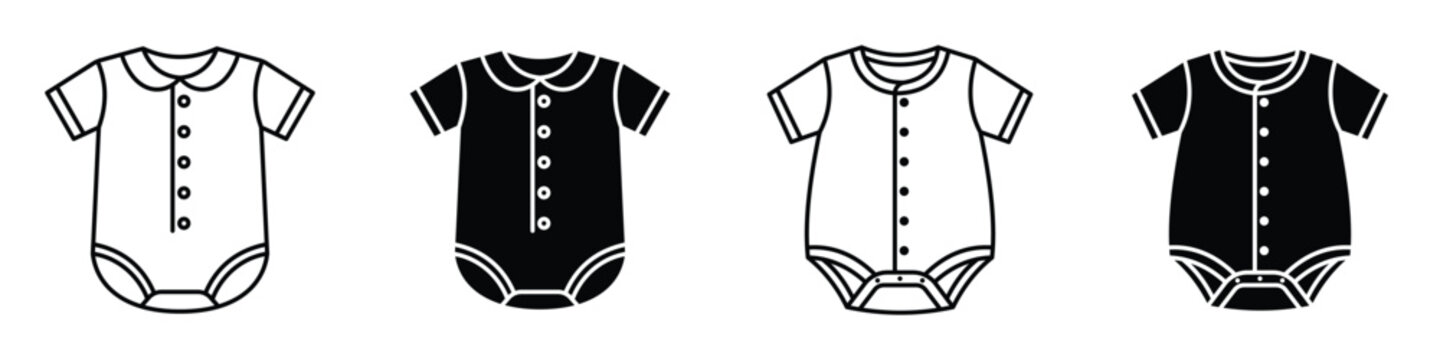 Baby onesie icon in linear and clipart style pack on white background.