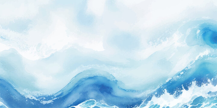 Watercolor ocean waves illustration abstract blue sea background perfect for summer designs and nautical themes