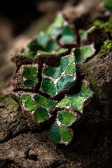 Closeup View Of Intricate Green And Brown Design On Nature Surface