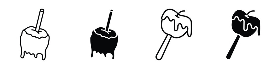 Caramelized appsle icon in linear and clipart style pack on white background.
