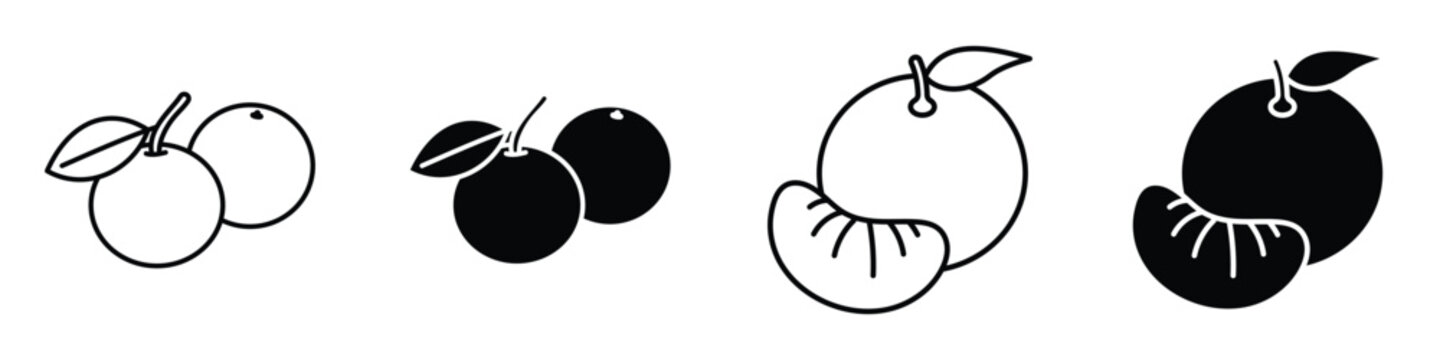 Chinese mandarin icon in linear and clipart style pack on white background.