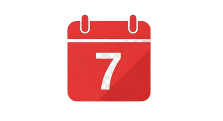 A red calendar icon showing the seventh day of the month on a black background illustration