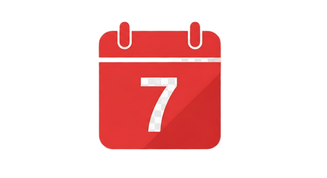 A red calendar icon showing the seventh day of the month on a black background illustration