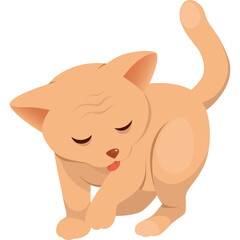 Cute Ginger Kitten Cartoon Art With Closed Eyes And Pink Tongue Out In A Playful Pose Isolated On Transparent Background Detailed Vector Illustration