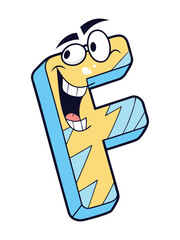 Funny Cartoon Alphabet Sticker Featuring Colorful Letter F Design