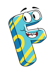 Funny Cartoon Alphabet Sticker Featuring Colorful Letter F Design