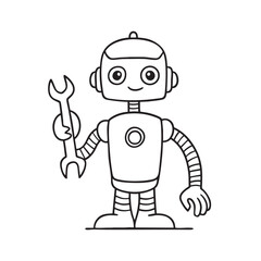 Fototapeta premium Maintenance robot holding a wrench prepared for routine fixes