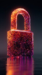 Glowing quantum particles create a secure lock symbolizing advanced quantum security technology