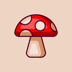 Mushroom Vector Icon Illustration On Isolated Background.	