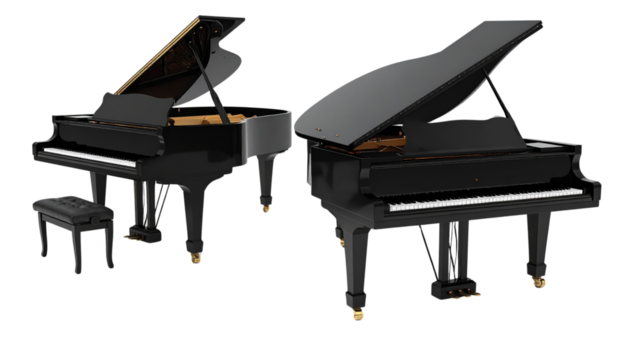  Grand Piano Duo, isolated on transparent background