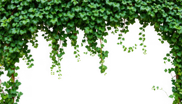 Green ivy plant foliage with climbing vines for naturalistic decoration and design needs