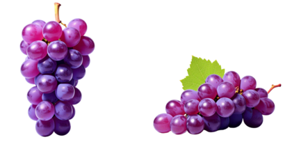 Green Grape Cluster Collection for Culinary Use, isolated on transparent background
