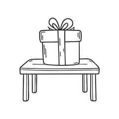 New Year gift arranged on a small festival prize display table